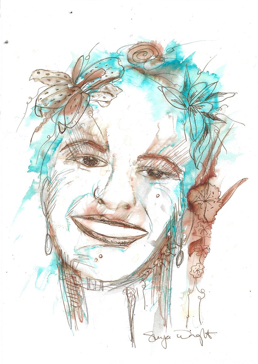 My project for course: Experimental Portraiture with Ink, Tea and Alcohol 4
