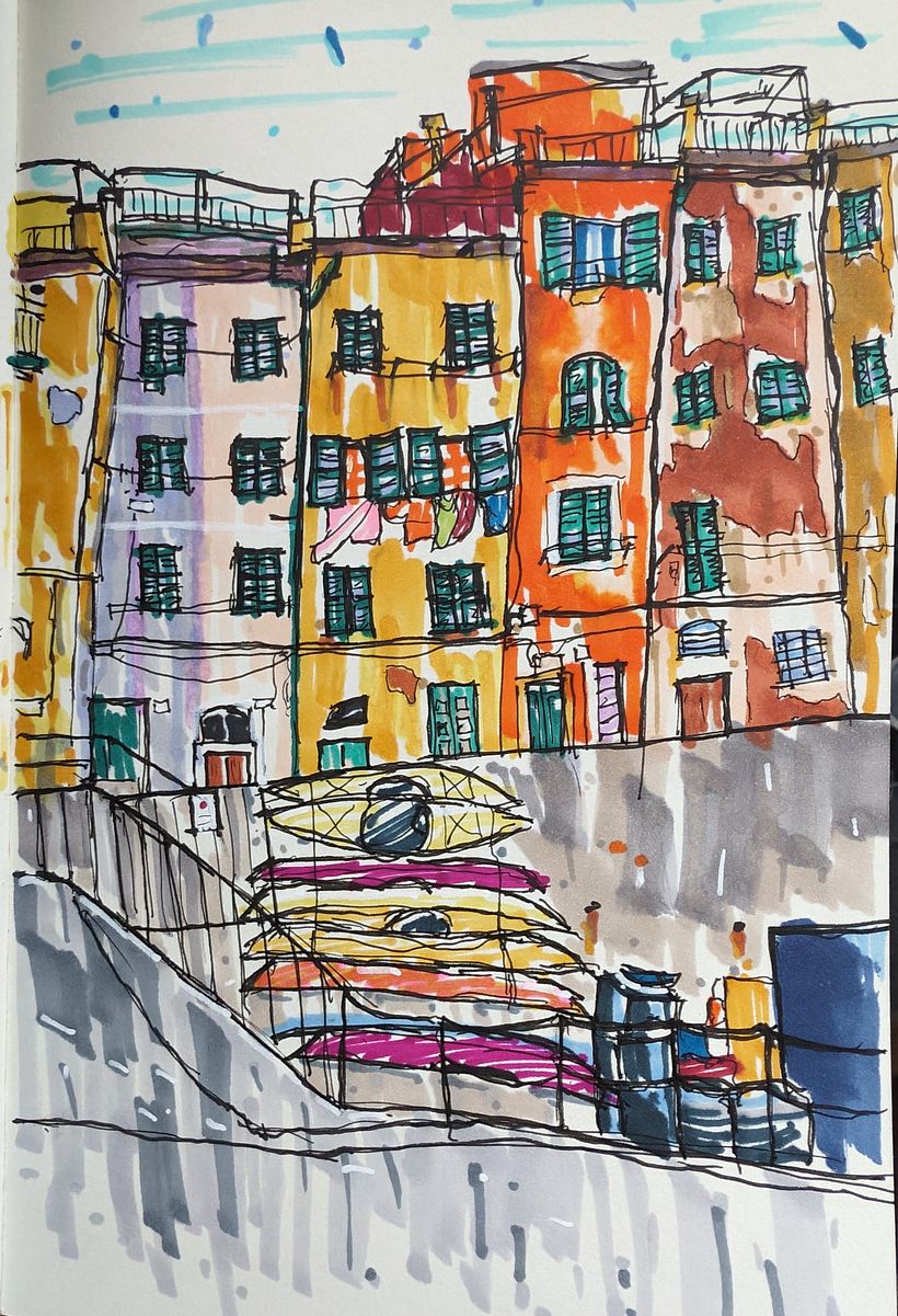 Riomagiore Sketch in Marker