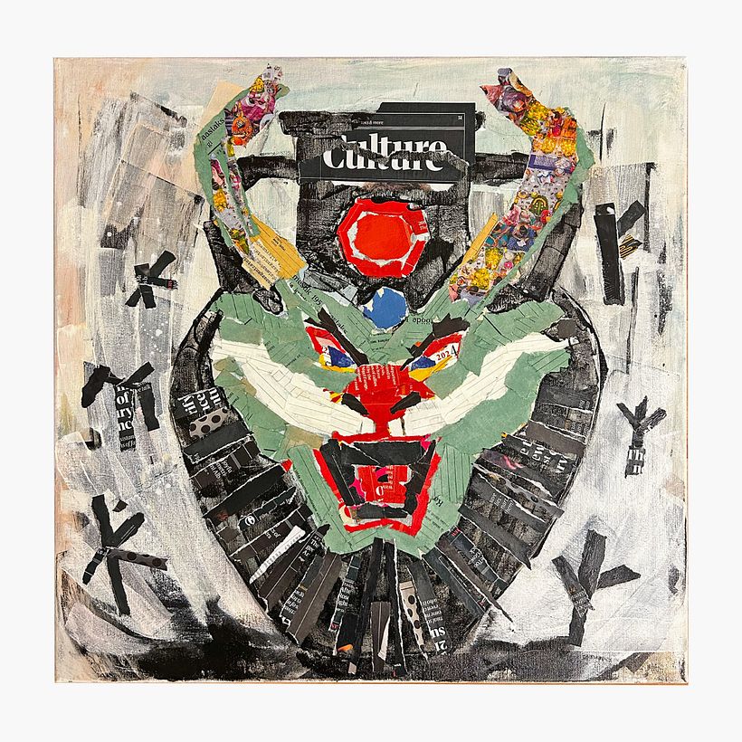 "The dragon year 2024" - acrylics and collage on canvas, 60x60cm
