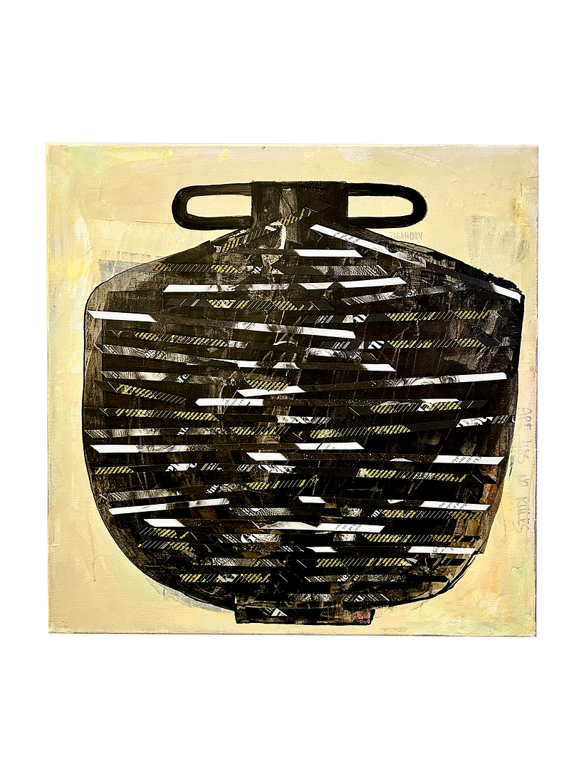 "Well" - acrylic and collage on canvas, size 60x60cm