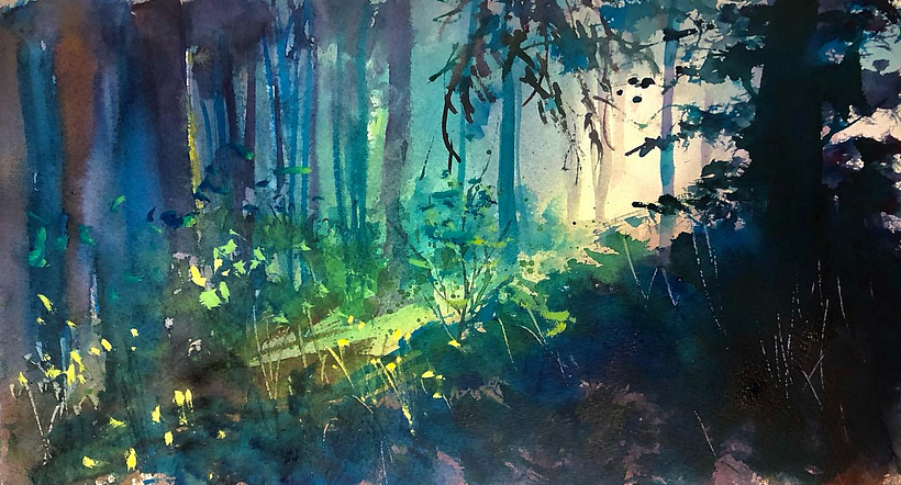 There's light in the forest. I played with different colors, it's not just green in the forest.