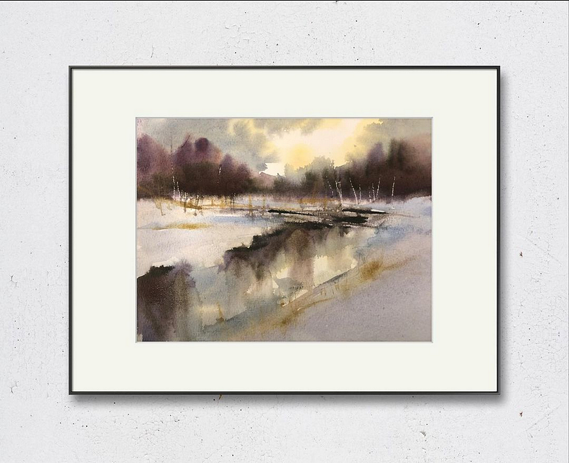 Winter light. This personal project is made with wet on wet technique.