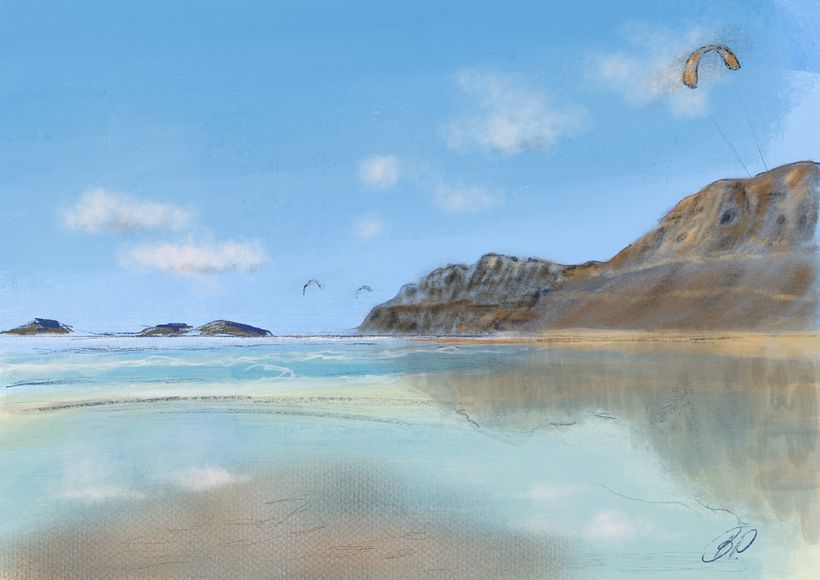 Lanzarote - Famarabucht. Umgesetzt mit Procreate und iPad 1