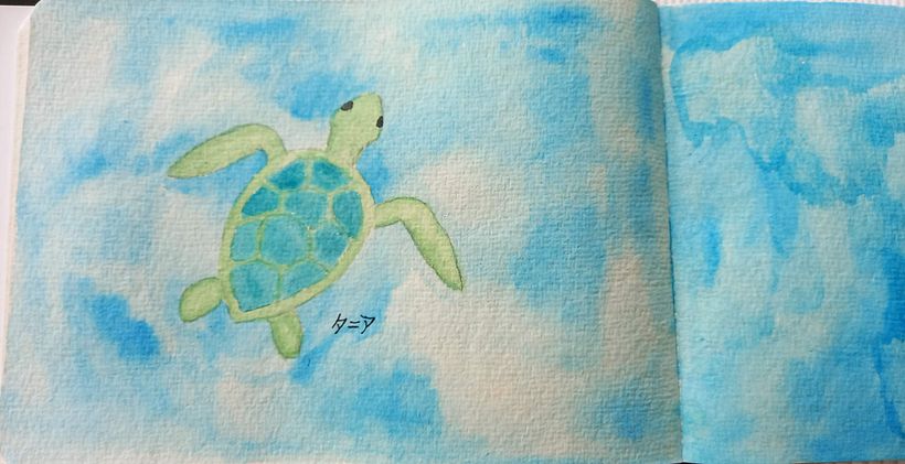 Océano y tortuga