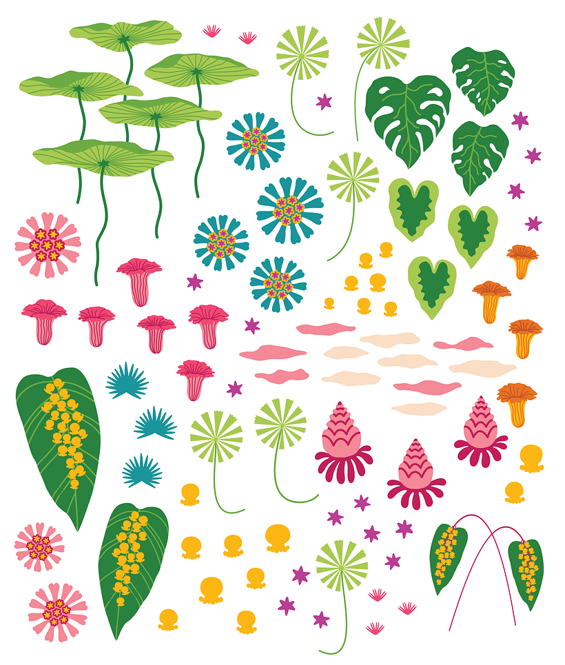 Collection of several different styles of vector based motif designs.