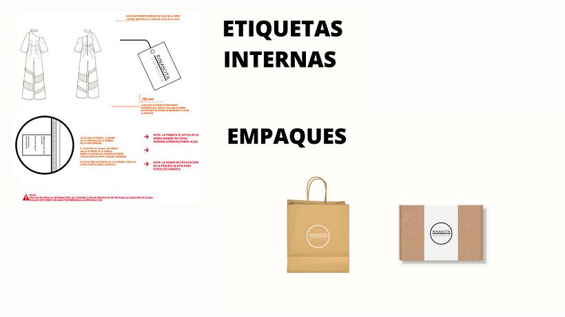 Proceso de etiquetas interiores y exteriores junto con el empaque reciclable de la marca.