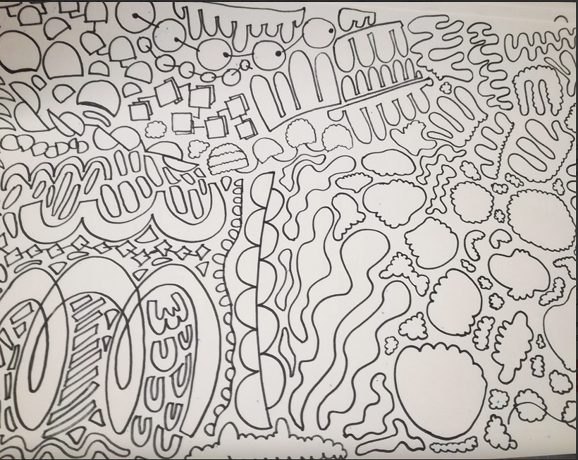 My sketches on paper, grey marker 