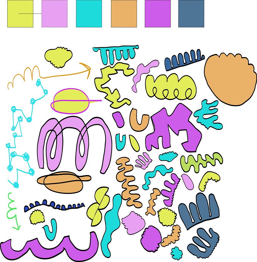 First motifs in Illustrator with added colors 
