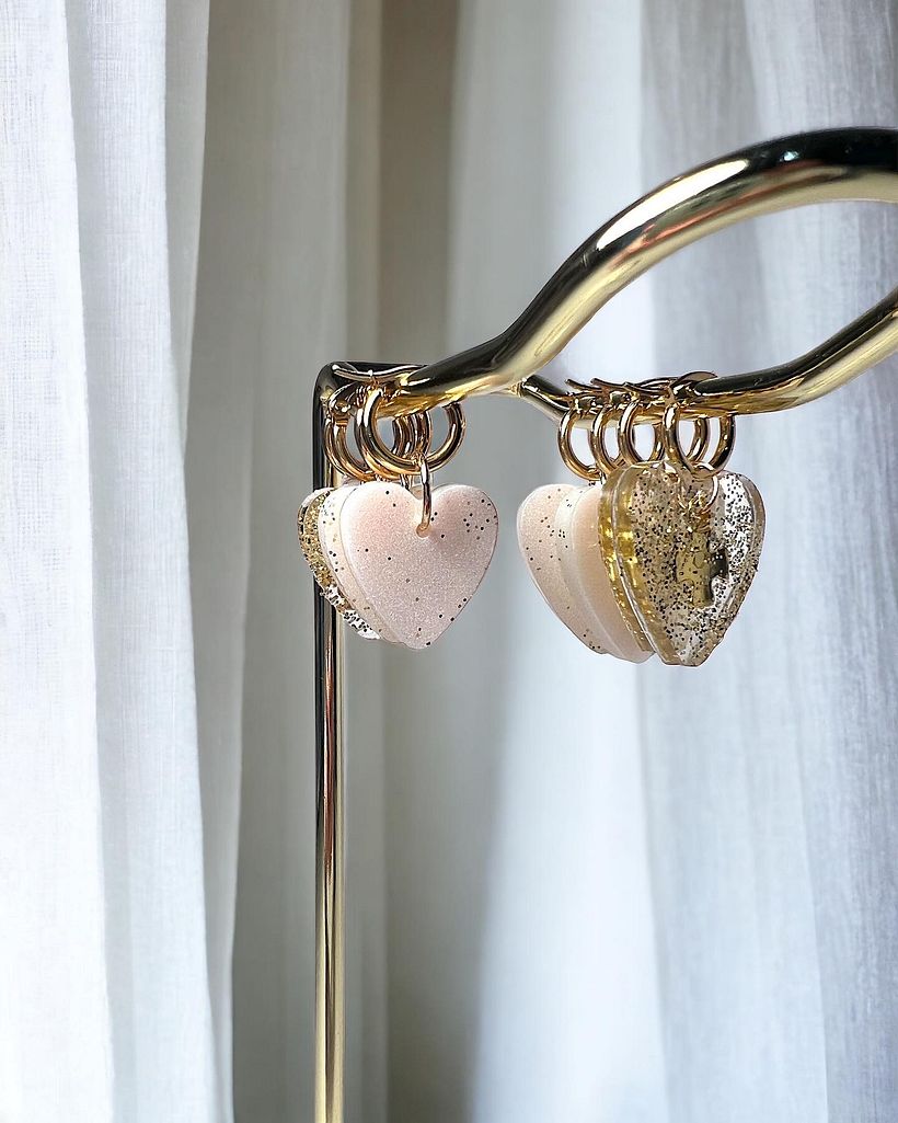These are our Hooped Hearts! Earrings made from liquid glass and details.
