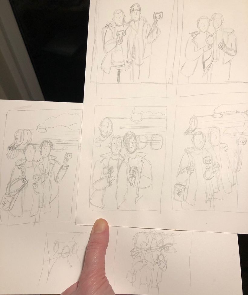 Thumbnail sketches (- and my thumb!!!)