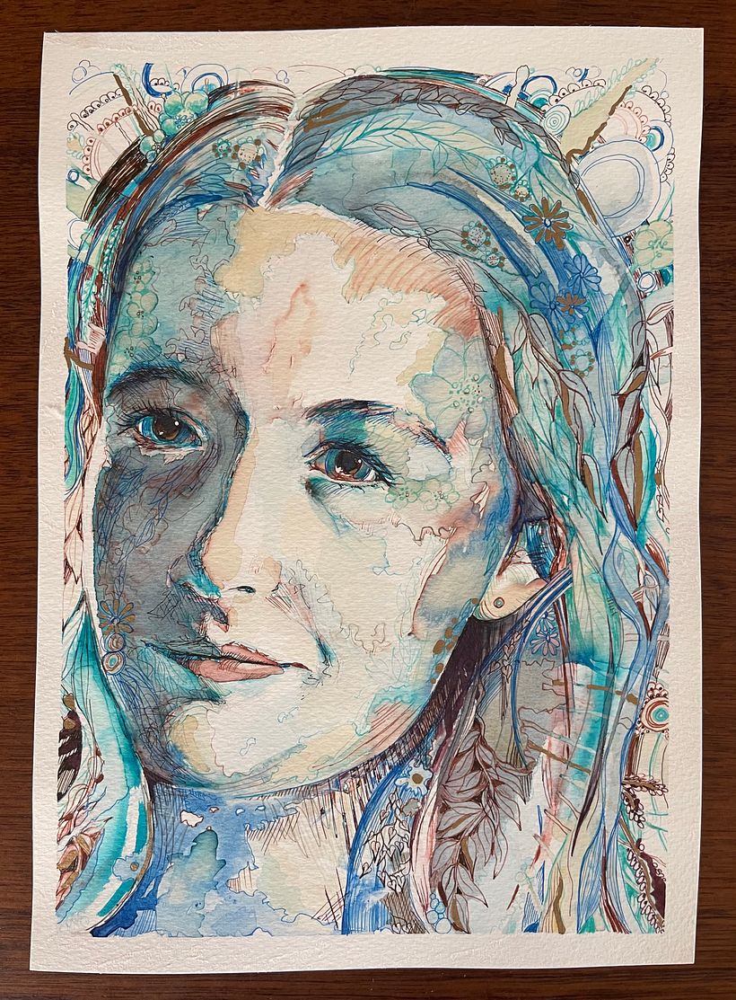 My project for course: Experimental Portraiture with Ink, Tea and Alcohol 1
