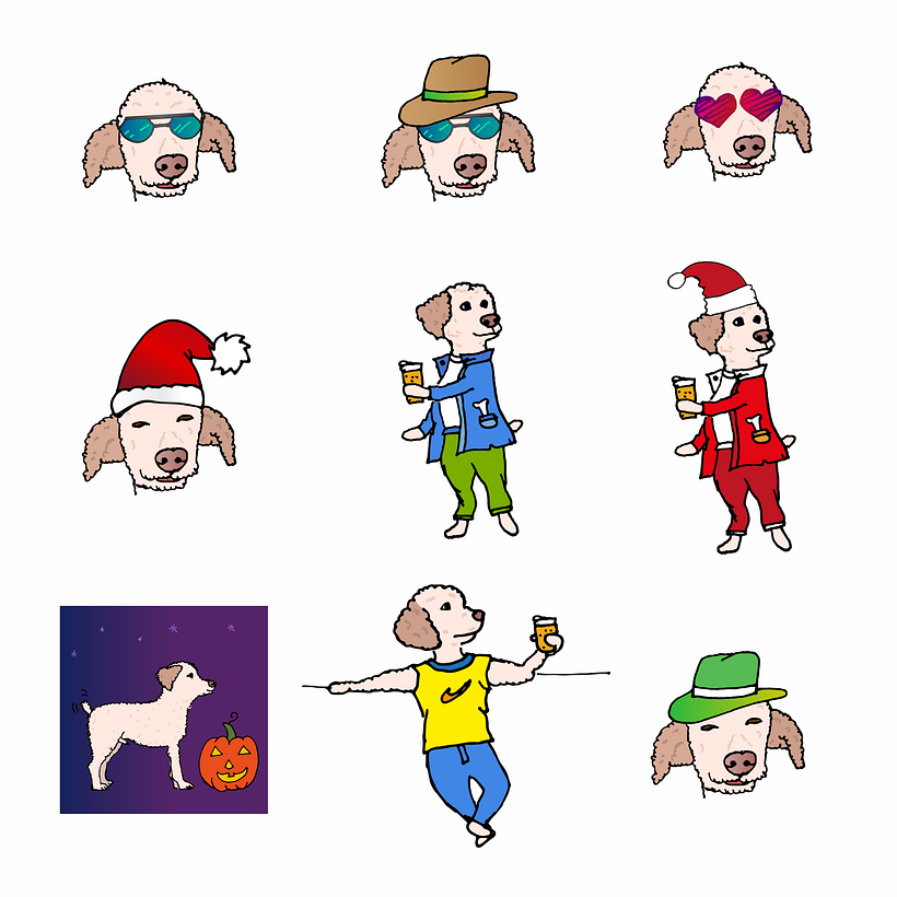 Armé estos stickers, que uso en WhatsApp con familiares. Falta mucho trabajo por recorrer, pero estoy feliz con el comienzo.