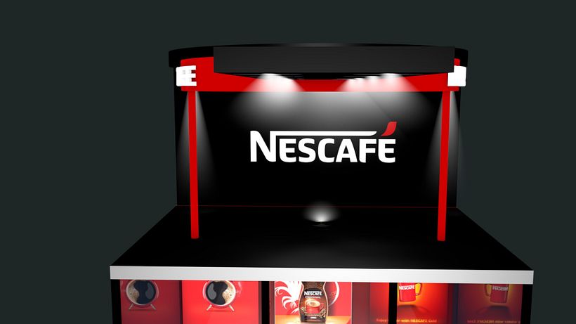 Estudo de Modelagem / Texturização / Iluminação / Render Quiosque NESCAFÉ 3