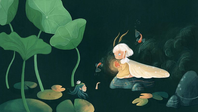 Halfway through, I realized that the goddess's perspective was off and the leaves attracted much attention.
