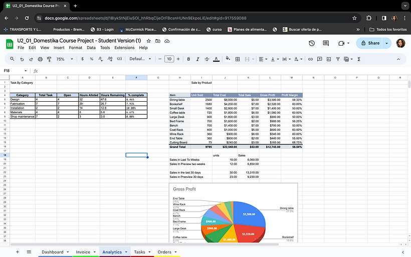 My project for course: Excel for Creative Projects and Small Business 1