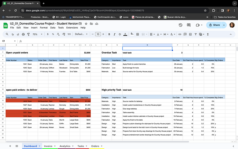 My project for course: Excel for Creative Projects and Small Business 3