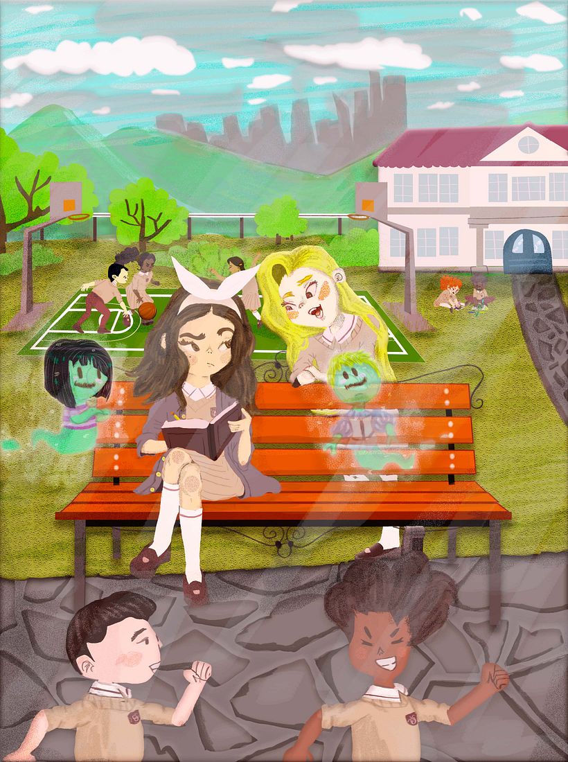 Dibujando en el recreo - Traditionelle Illustration
