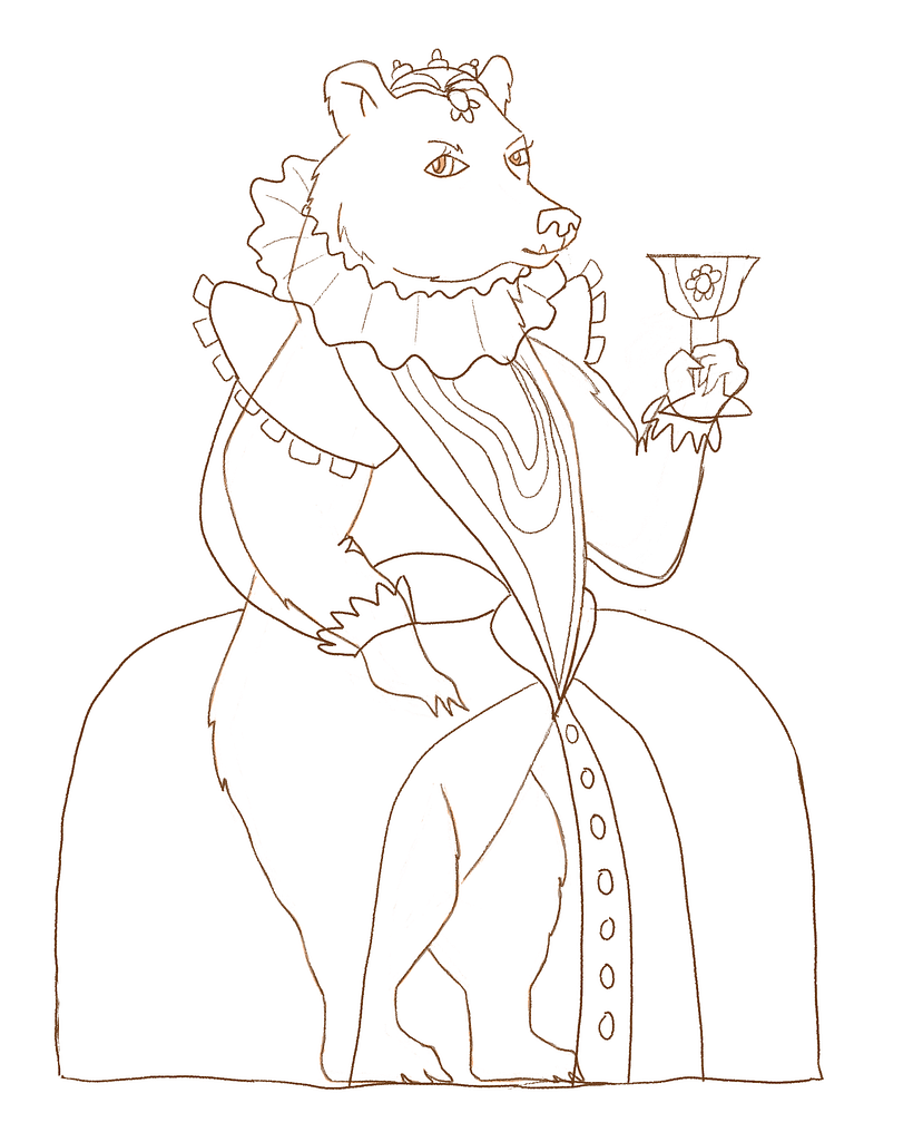 Added her dress to make sure the proportions/shapes were right