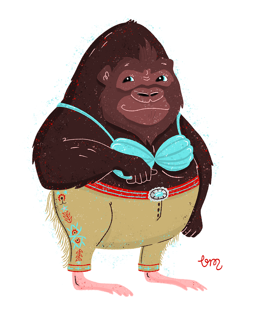 From Felicie's game: 1. animal head 2. dressed in a movie character top 3. Native bottoms 4. different animal feet