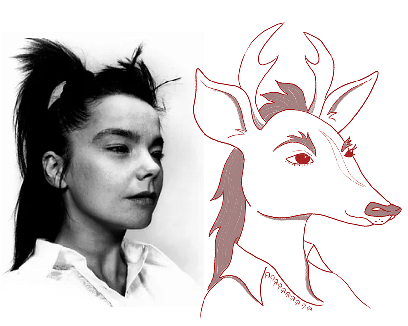 Animalizing People 1: Bjork as a pronghorn antelope