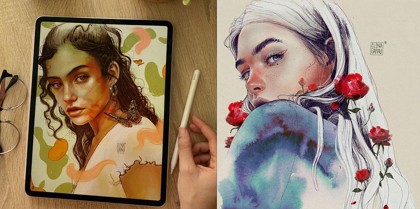Free Download: Procreate Brushes to create Illustrated Portraits 1