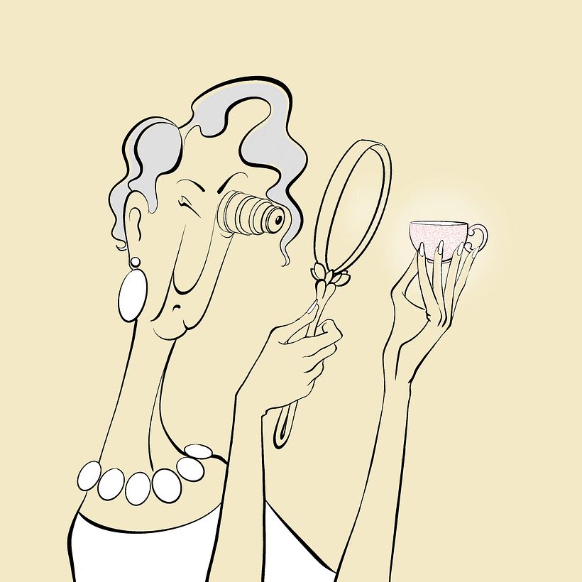 Making a final concept: she is an antique shop owner.