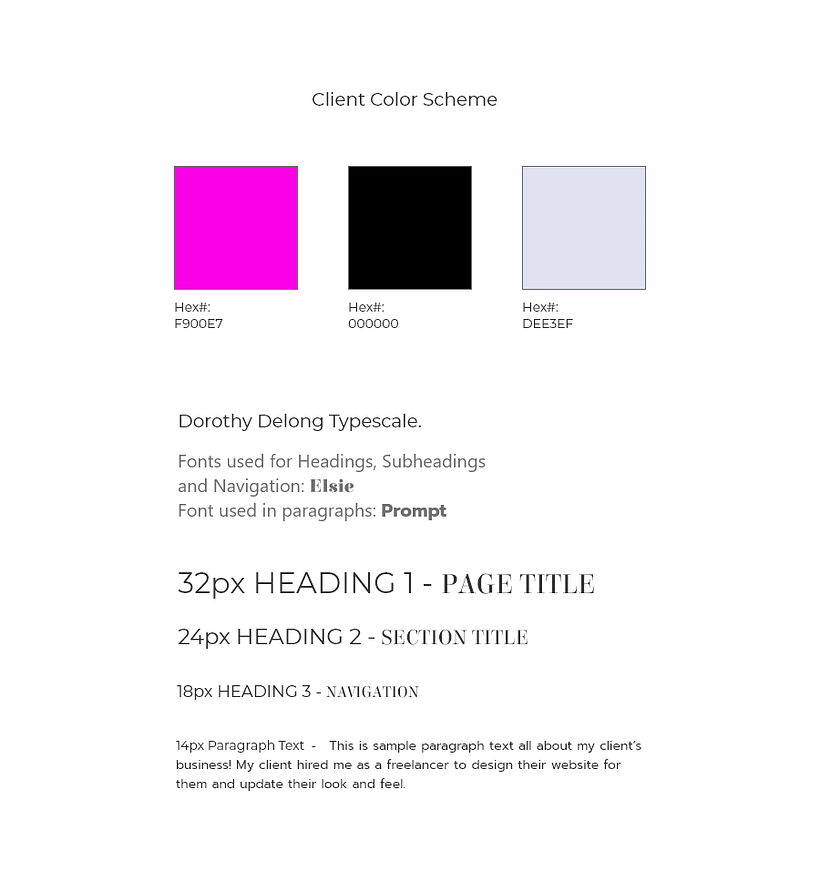 Color Scheme for my photographer client Dorothy Delong