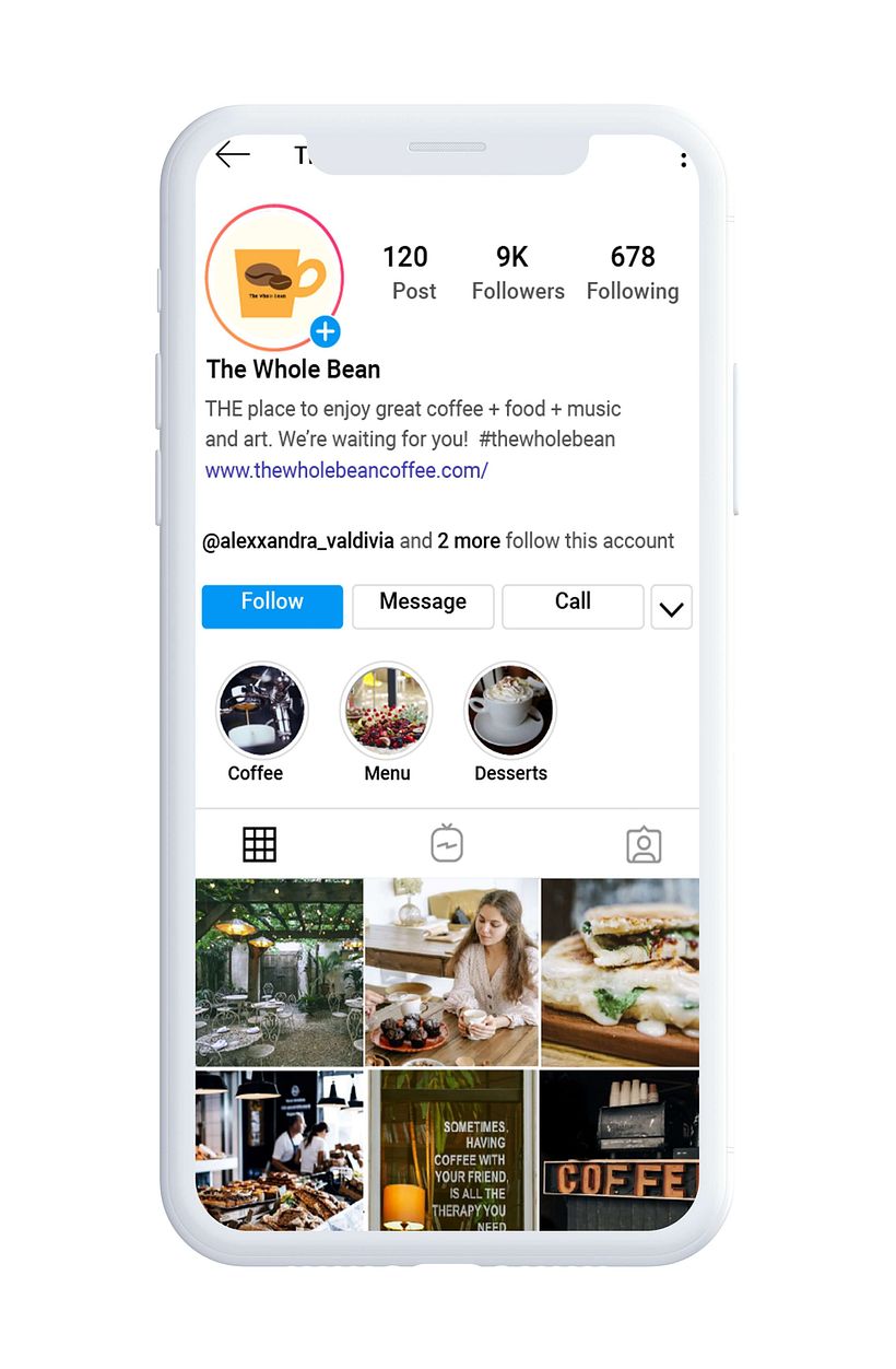 Social Media for my coffee shop client The Whole Bean