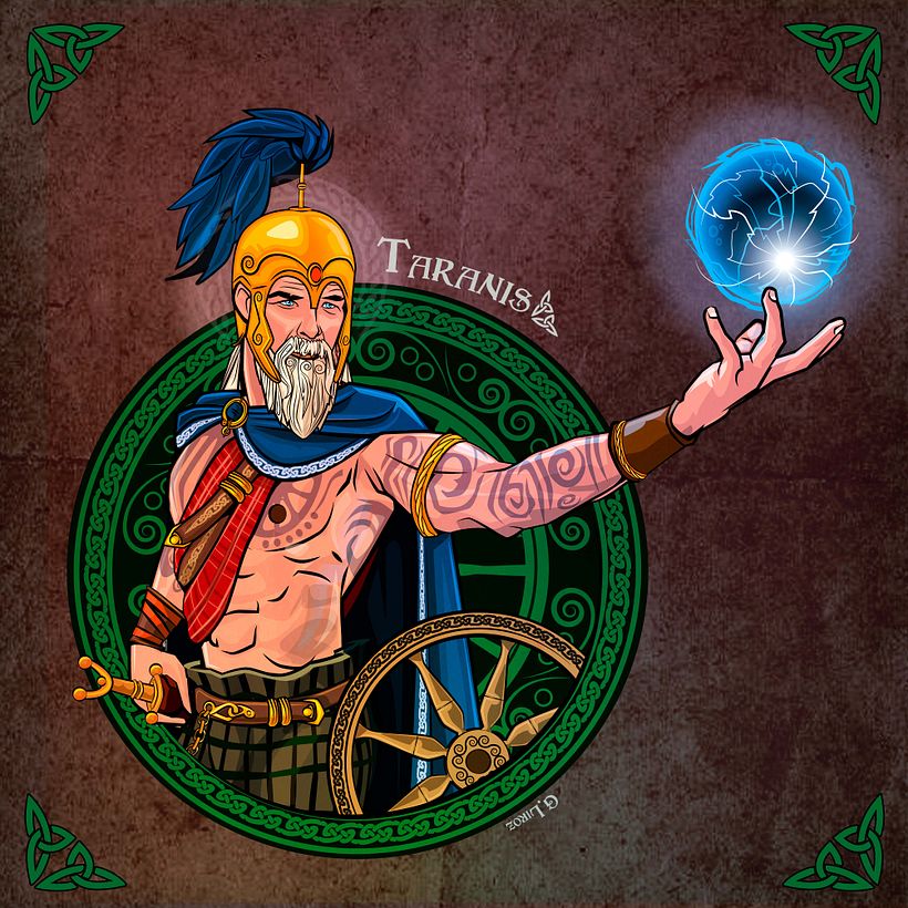 Mi versión del dios celta Taranis, dios del tumulto, el trueno y el causante de que el cielo caiga sobre nuestras cabezas.