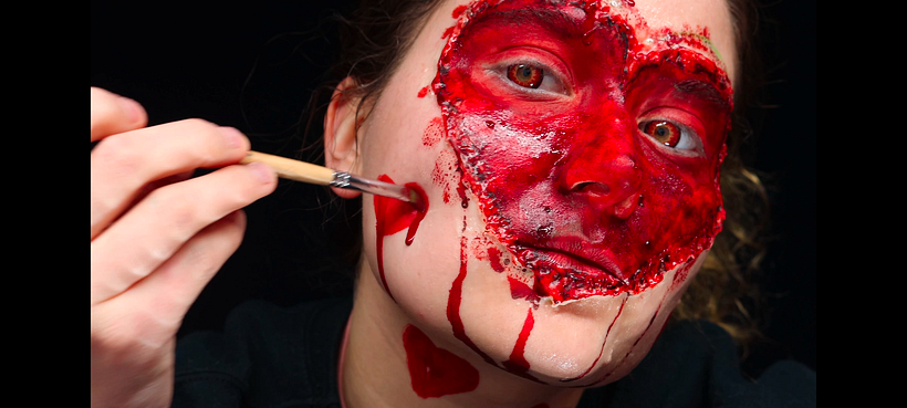 Adding some dripping fake blood from the small hearts.