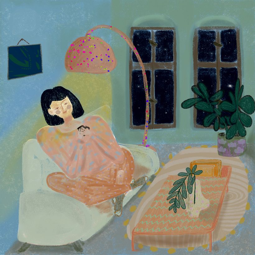 I love Dreams, so I decided to paint one of them..  My calm and happy late evening in my new apartment in Berlin.