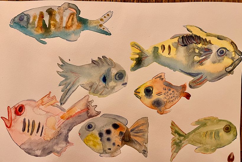 Experimenting with different types of watercolors 
