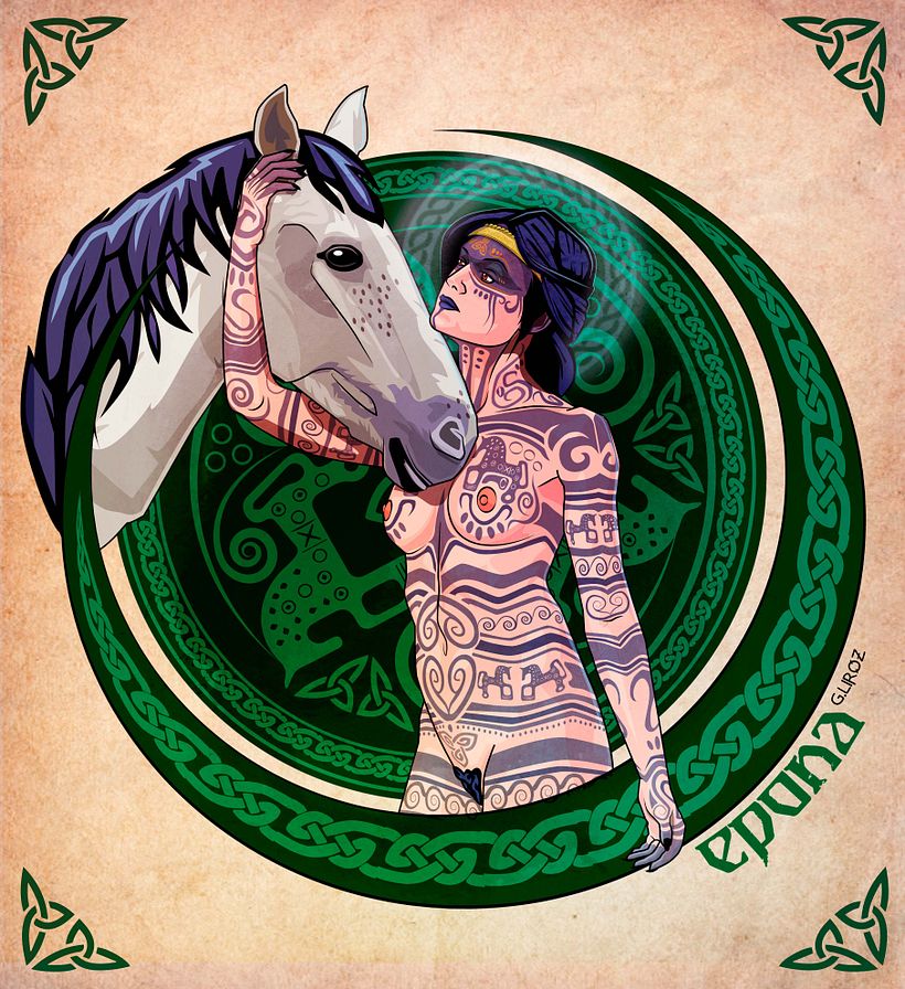 La Diosa epona es la protectora de los caballos y de los muertos en su viaje al inframundo.