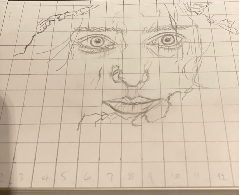 Using the grid method and drawing upside down.
