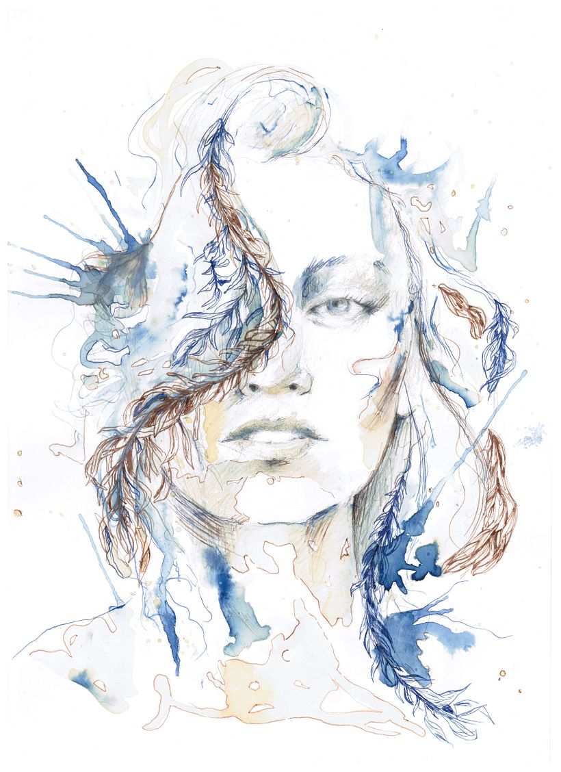 My project for course: Experimental Portraiture with Ink, Tea and Alcohol 1