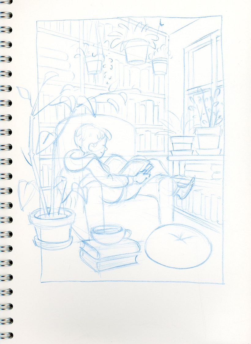 so I started all over again and made a new sketch in my sketchbook and scanned it 