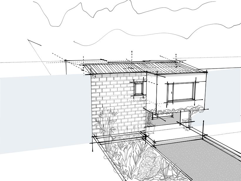 Boceto de vivienda social.  2024