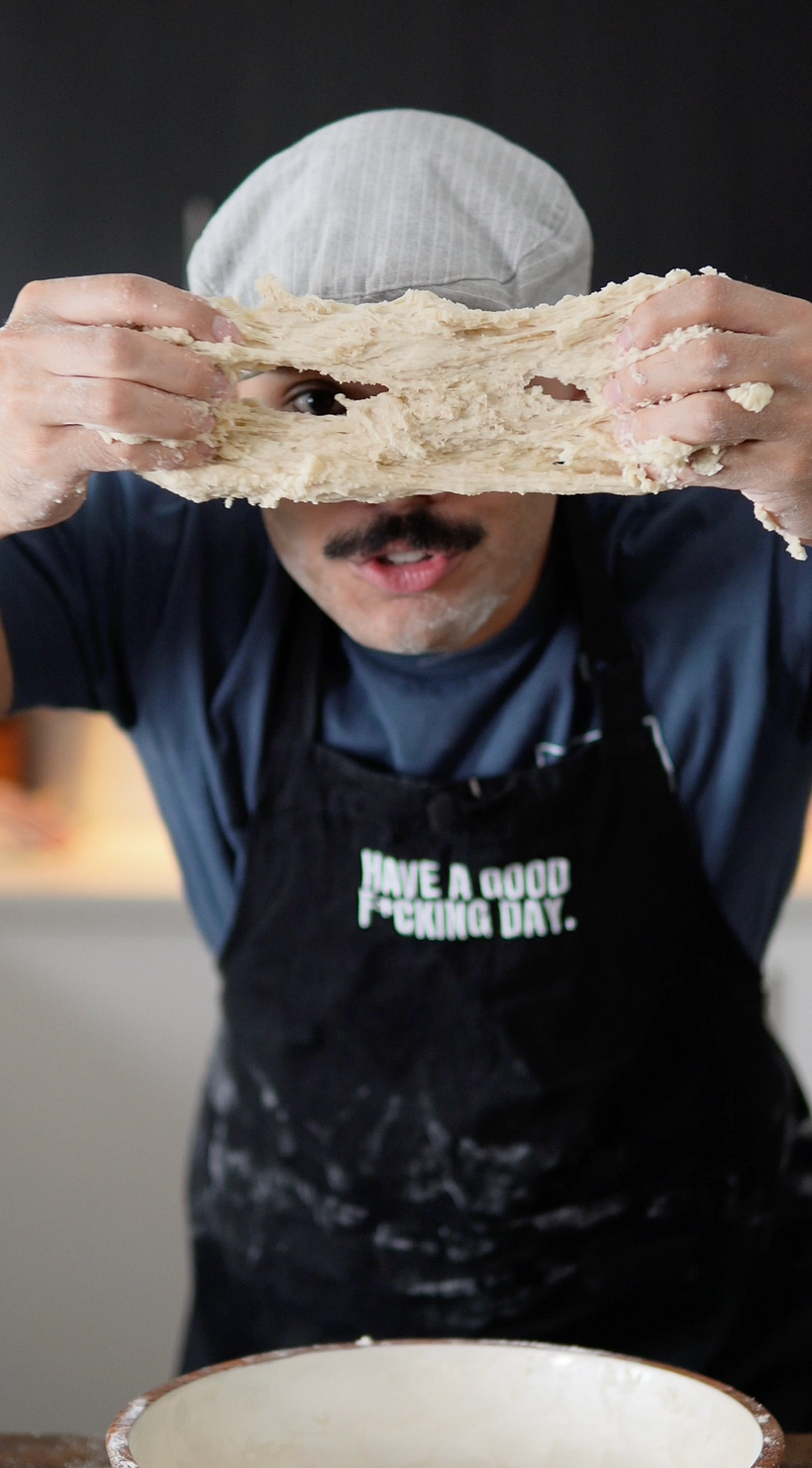 In the process of transforming this rough dough into a smooth and elastic dough