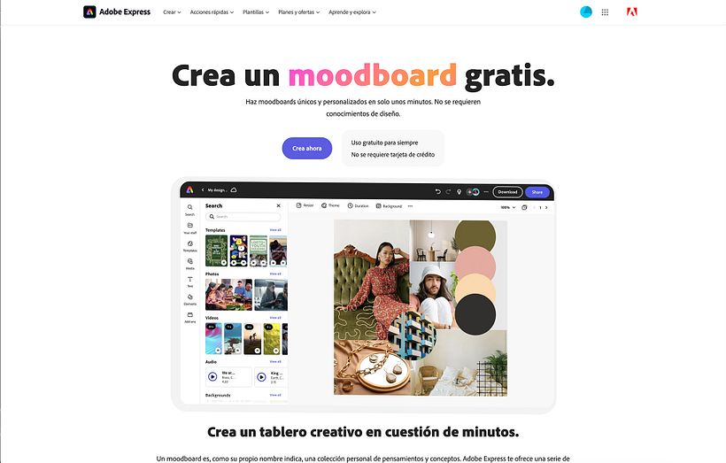 adobe express mood board tools