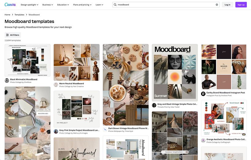 Canva mood board tools