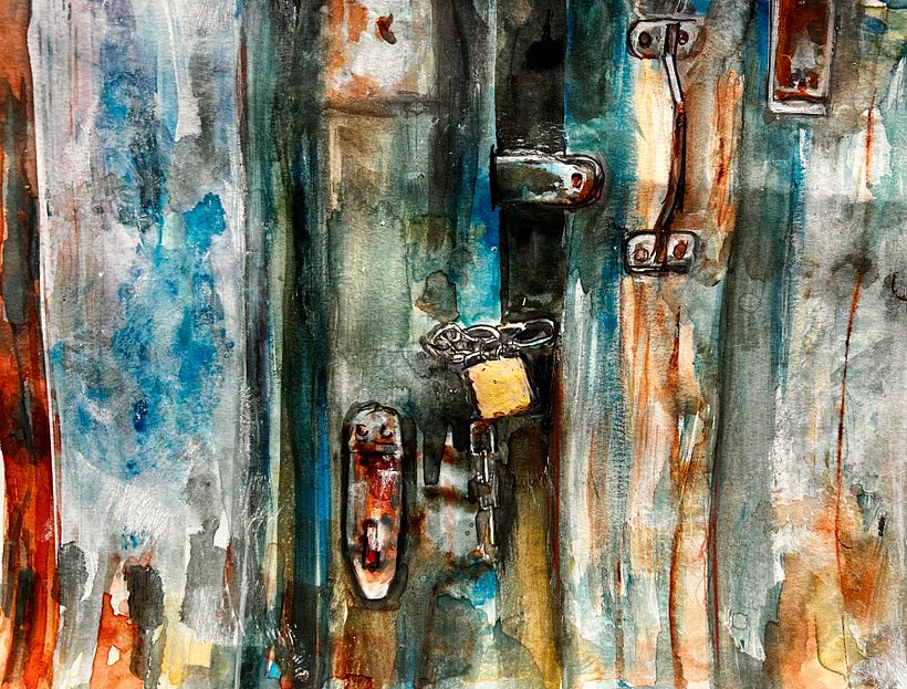 Locked door - Malowanie akwarelą