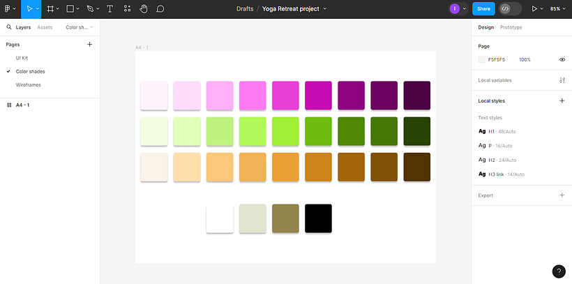 Figma page | Color shades