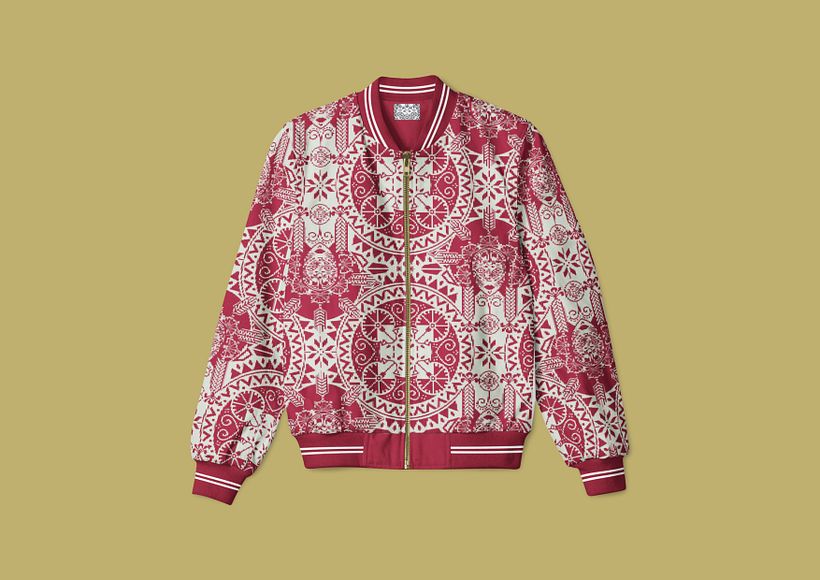 Jacket with a red pattern – visualization