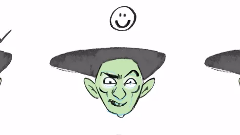 The Witch of the West, with a sinister smile