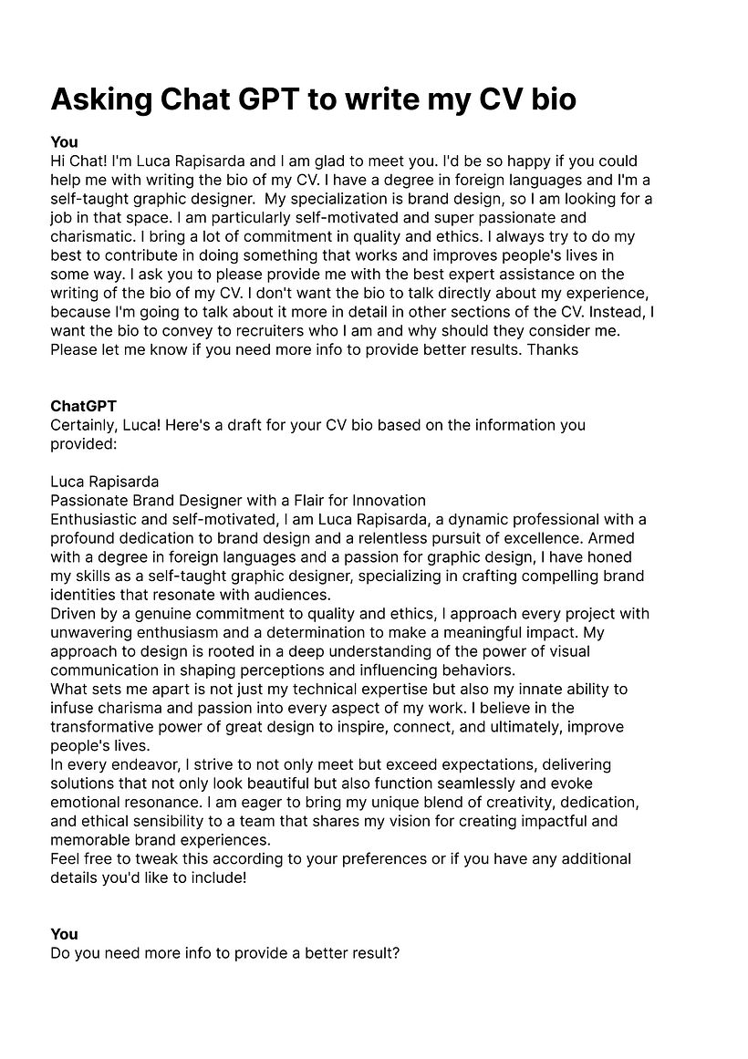 My project for course: Using ChatGPT for Work 1