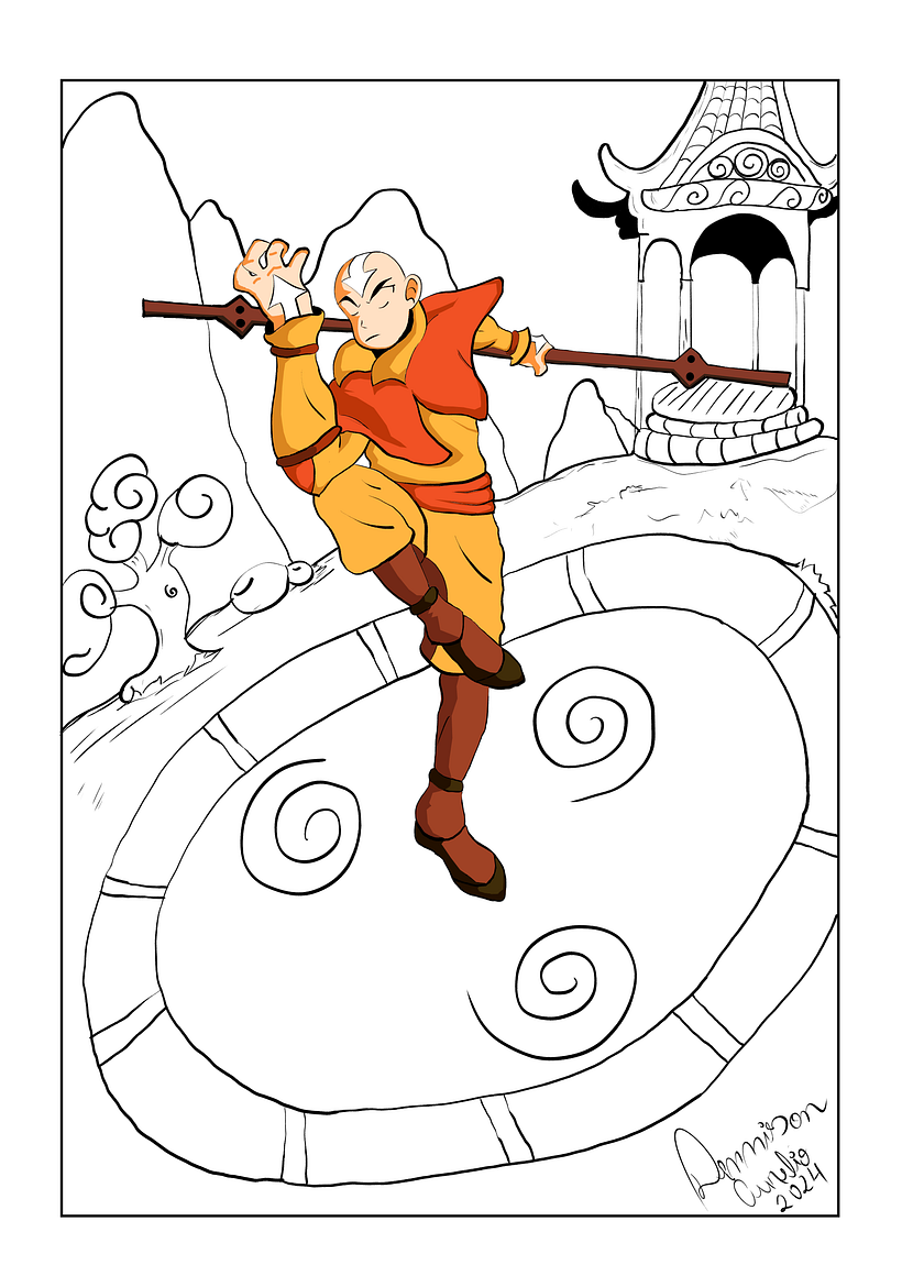 Meu projeto do curso: Aang adolecênte em treinamento avançado : fanarte 7