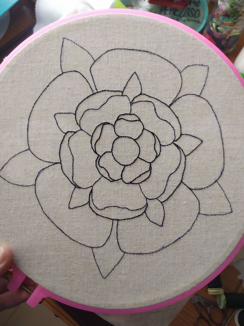 Introducción al bordado en blackwork: rosa Tudor 2