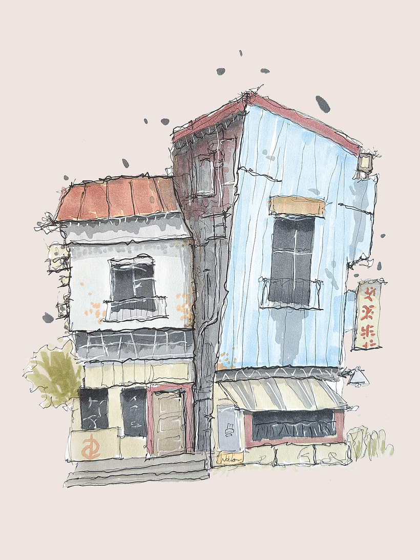 Mein Abschlussprojekt für den Kurs: Expressive Architekturskizzen mit Markern 3