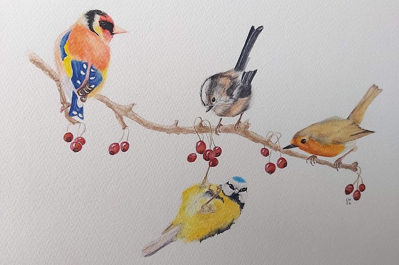 My final piece - changed again from first ideas - hardest part was trying to relax and loosen up.