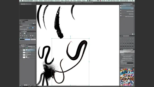 Note the modifiable points within the stroke: this is a vector layer.